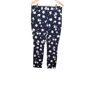 NEW Gap Womens 10 Navy Blue Floral Print Ankle Skinny Formal Career Festival Boh